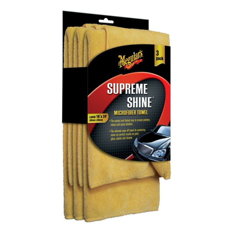 Laveta indepartare polish MEGUIAR'S, 40 x 63cm, Supreme Shine Microfiber, 3 buc miniatura