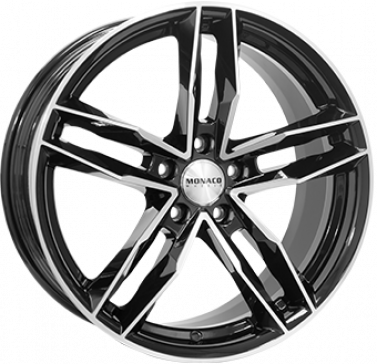 5X100 MONACO WHEELS RR8M Gloss Black / Polished ALIAJ 7.5 17