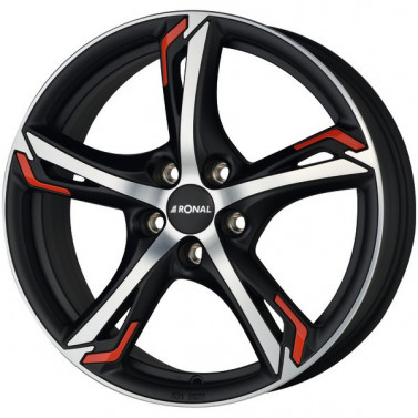 Jante ALIAJ 5X114,3 RONAL R62-RED JBLACK-MATT-FK RED FRONTPOLIERT MATT ET50 5/114.3 82 R18 - Poza 1