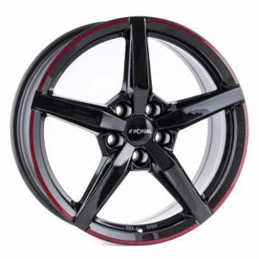 Jante ALIAJ 5X112 RONAL R69 MCR JET BLACK RED RIM ET45 5/112 76.00 R17 - Poza 1